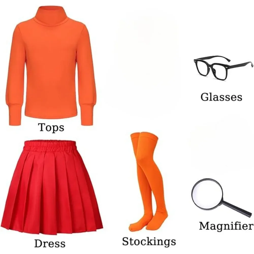 👓 Velma Costume Kids Red Skirt Outfits Size 14-16 NIP